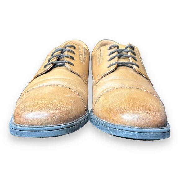 Clarks Size 8.5 Derby Dress Shoes Brown Leather Cap Toe Lace Up Solid - Picture 2 of 7